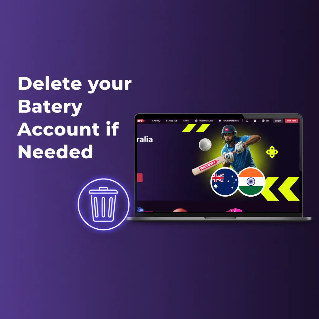 Batery account closure: withdraw funds, contact support, verify ID, get confirmation; self-exclusion/time-out options.