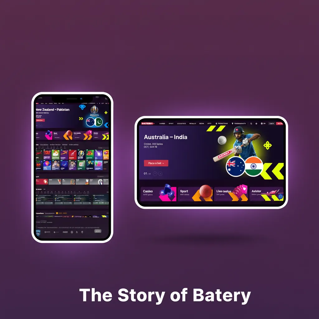 Batery story graphic with licensed iGaming badge and icons for cricket, kabaddi, and casino for Indian users.
