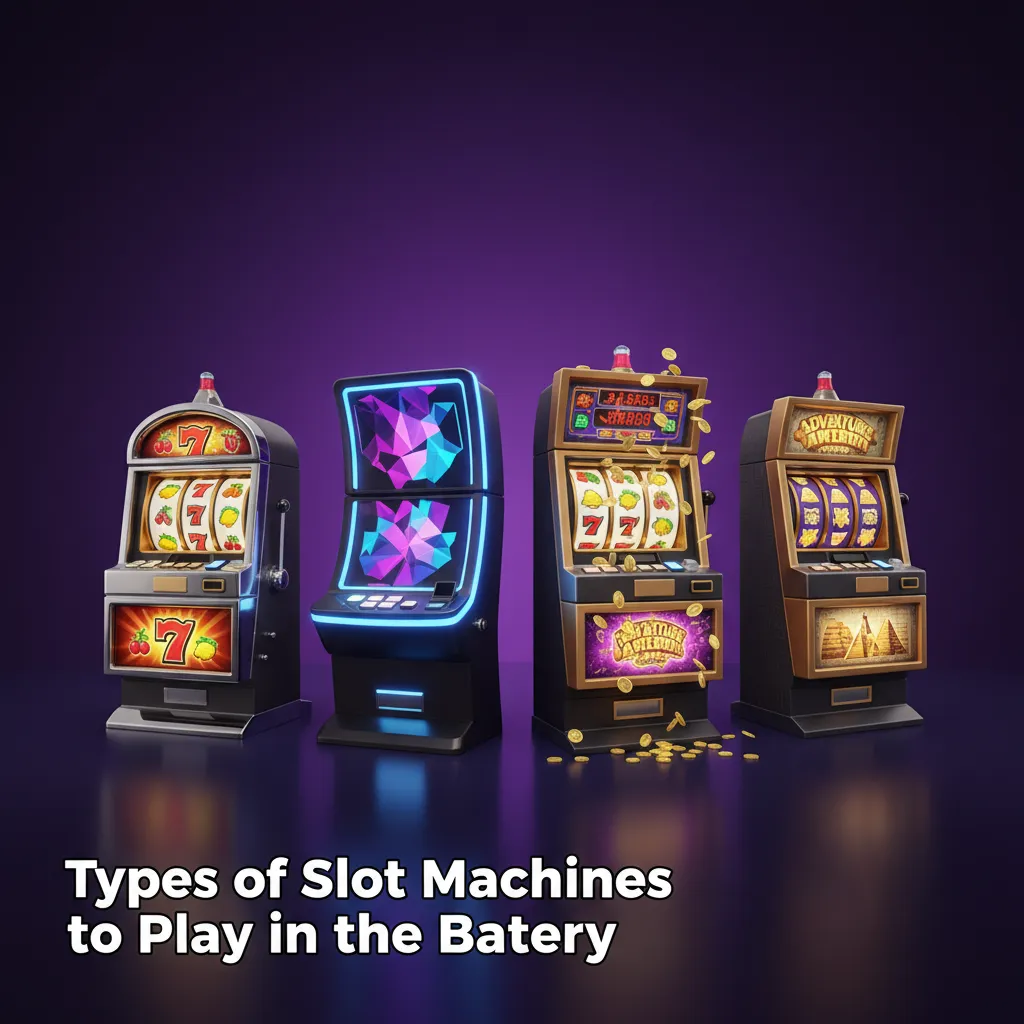 Batery slots graphic listing types: classic 3-reel, video, Megaways, jackpots, cluster pays, buy feature; 6,500+ games.