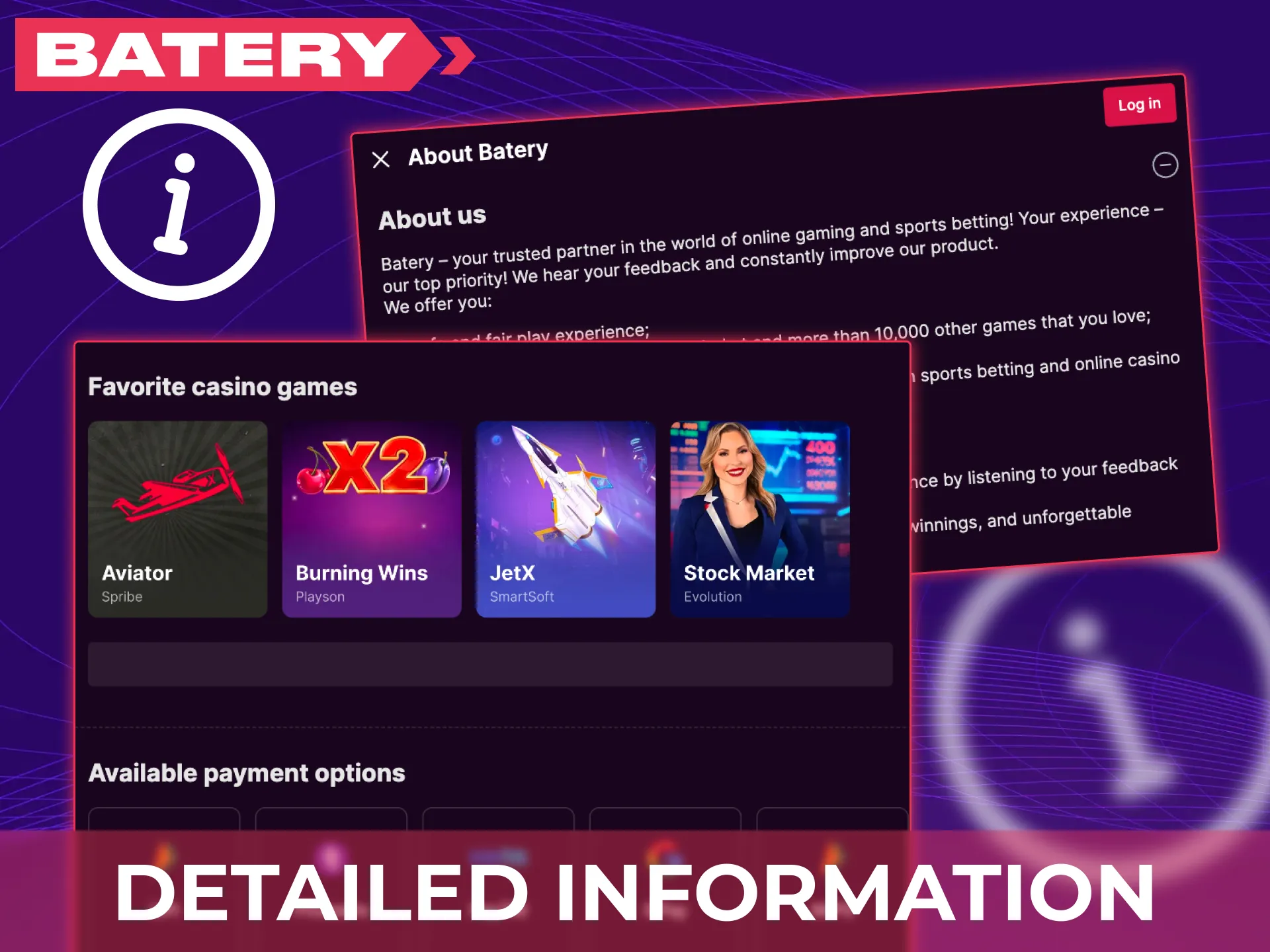 Find detailed information about Batery and its official operations.