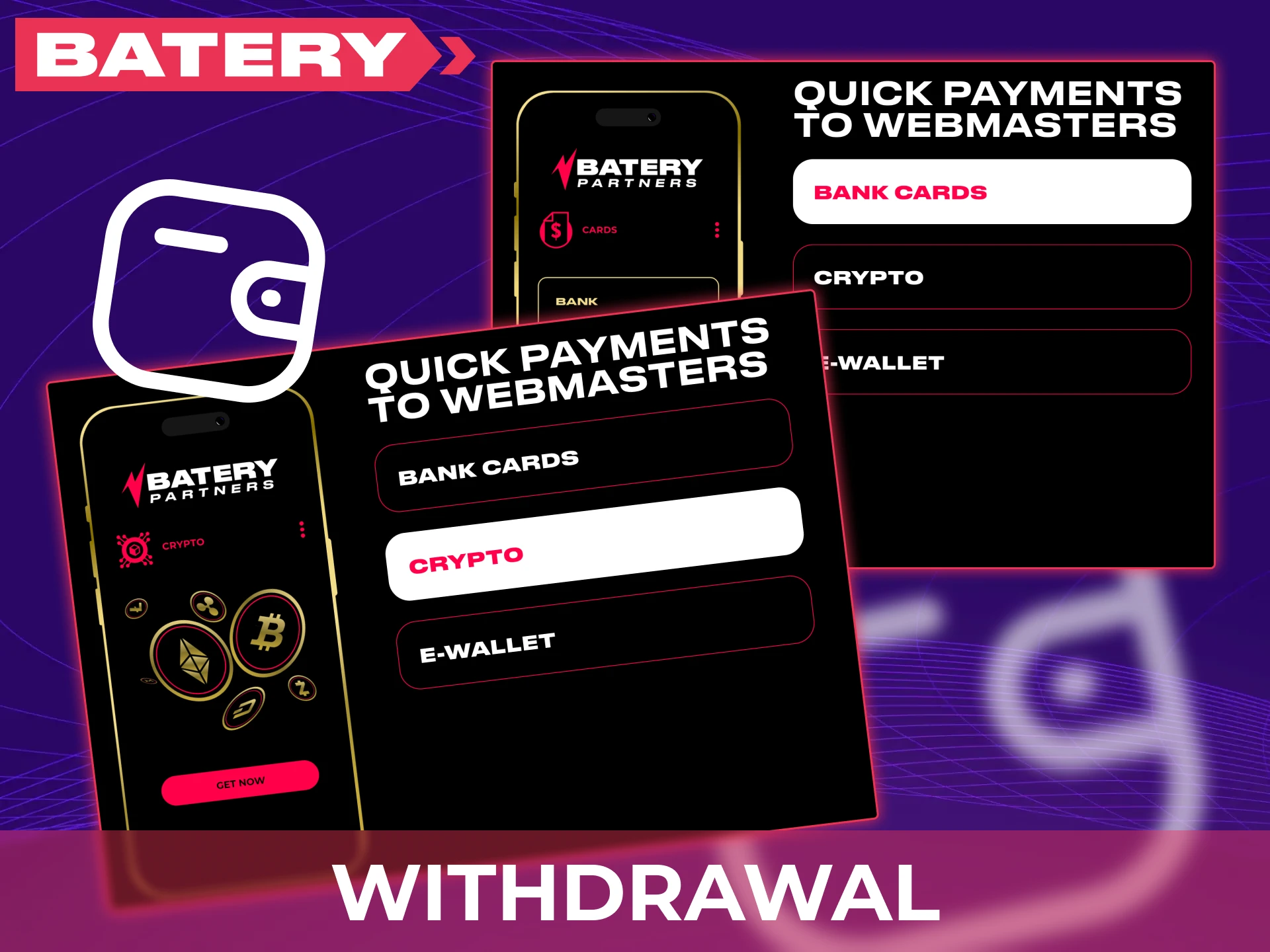 Set up your Batery withdrawal for partners to receive your commissions.