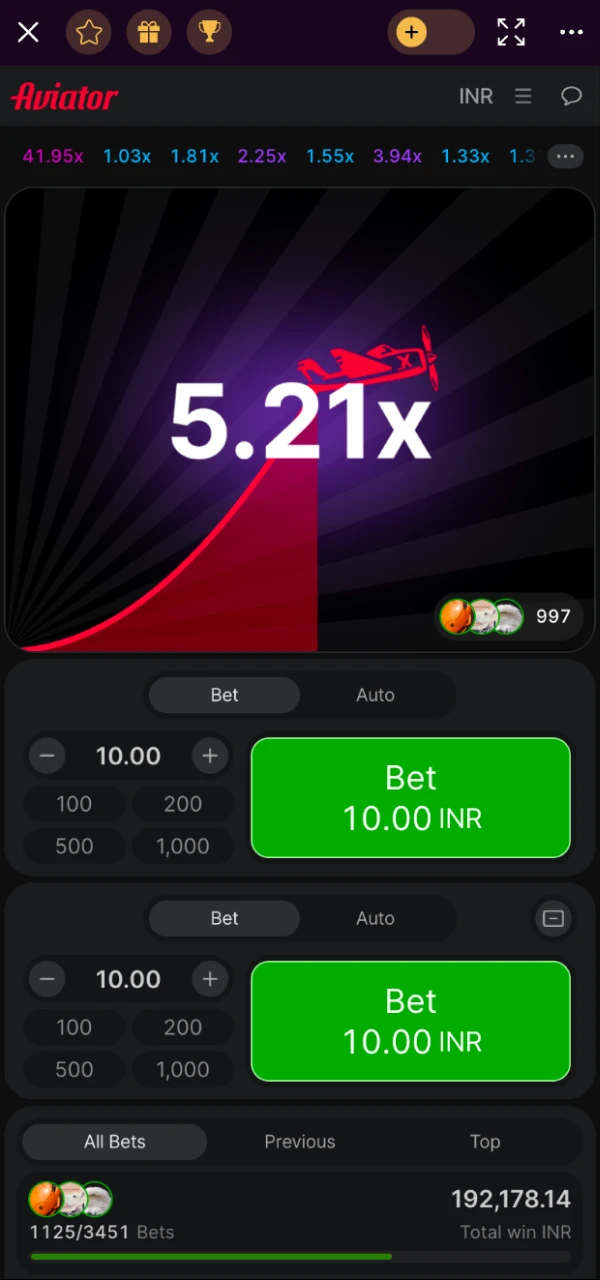 Press Start and watch the Batery Aviator plane rise to win.