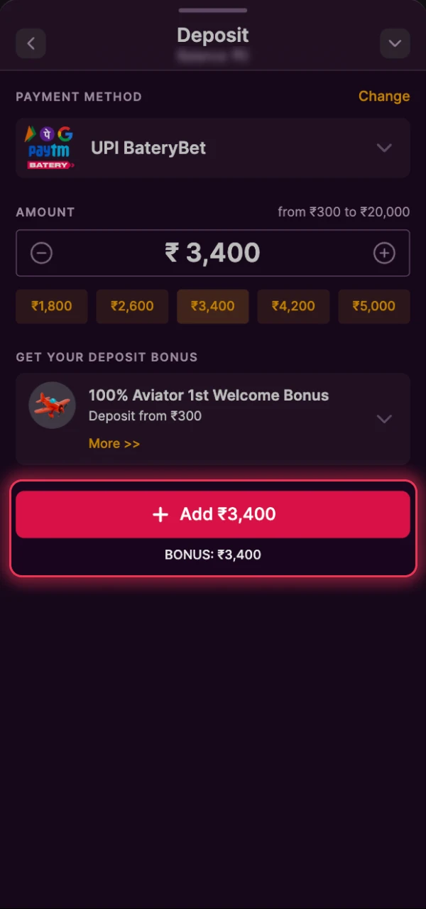 Approve the payment to complete the Batery deposit process instantly.