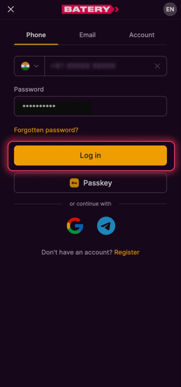 Enable extra security measures for your official Batery login.