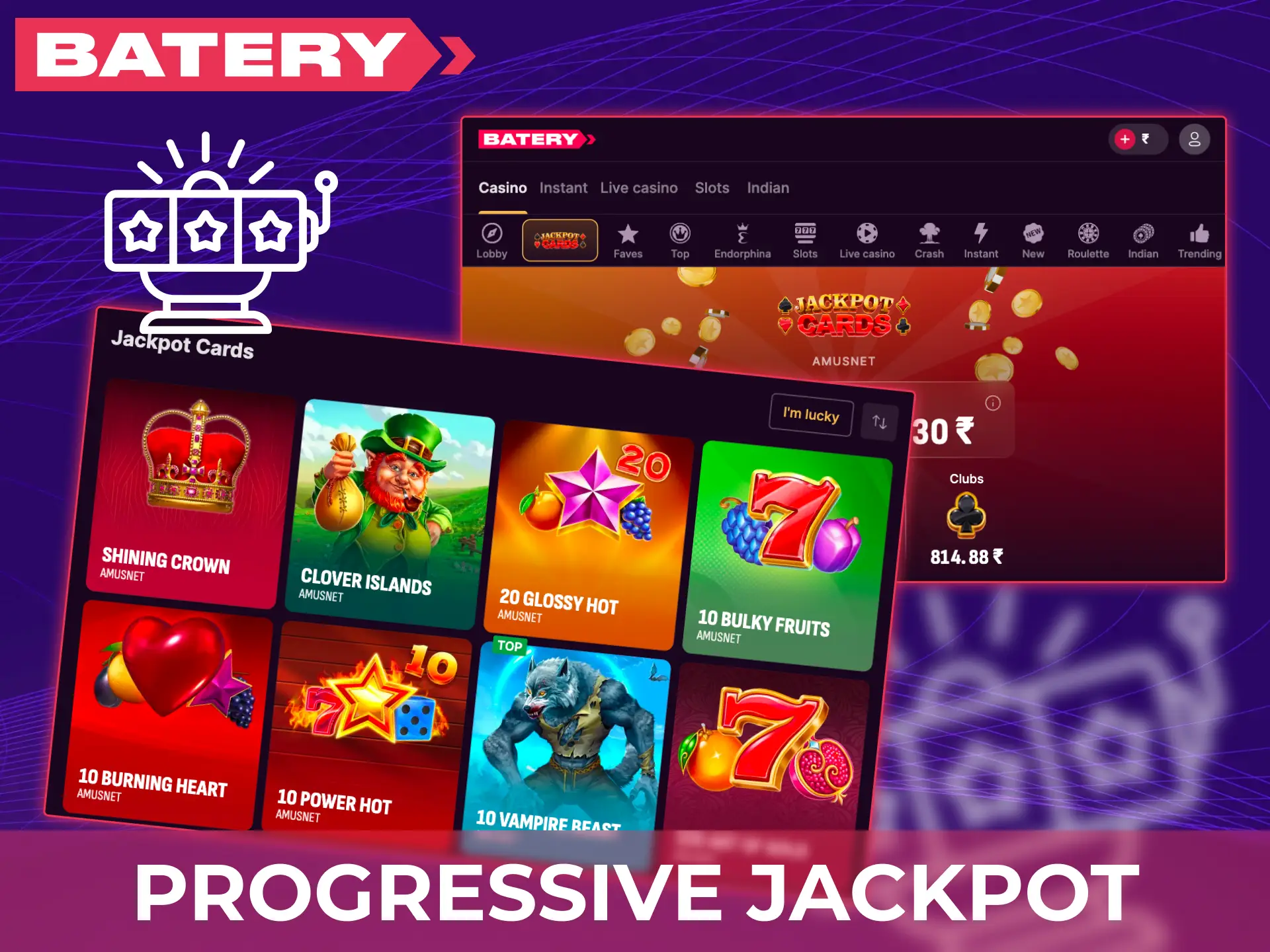 Win huge prizes on progressive jackpot slots at Batery today.