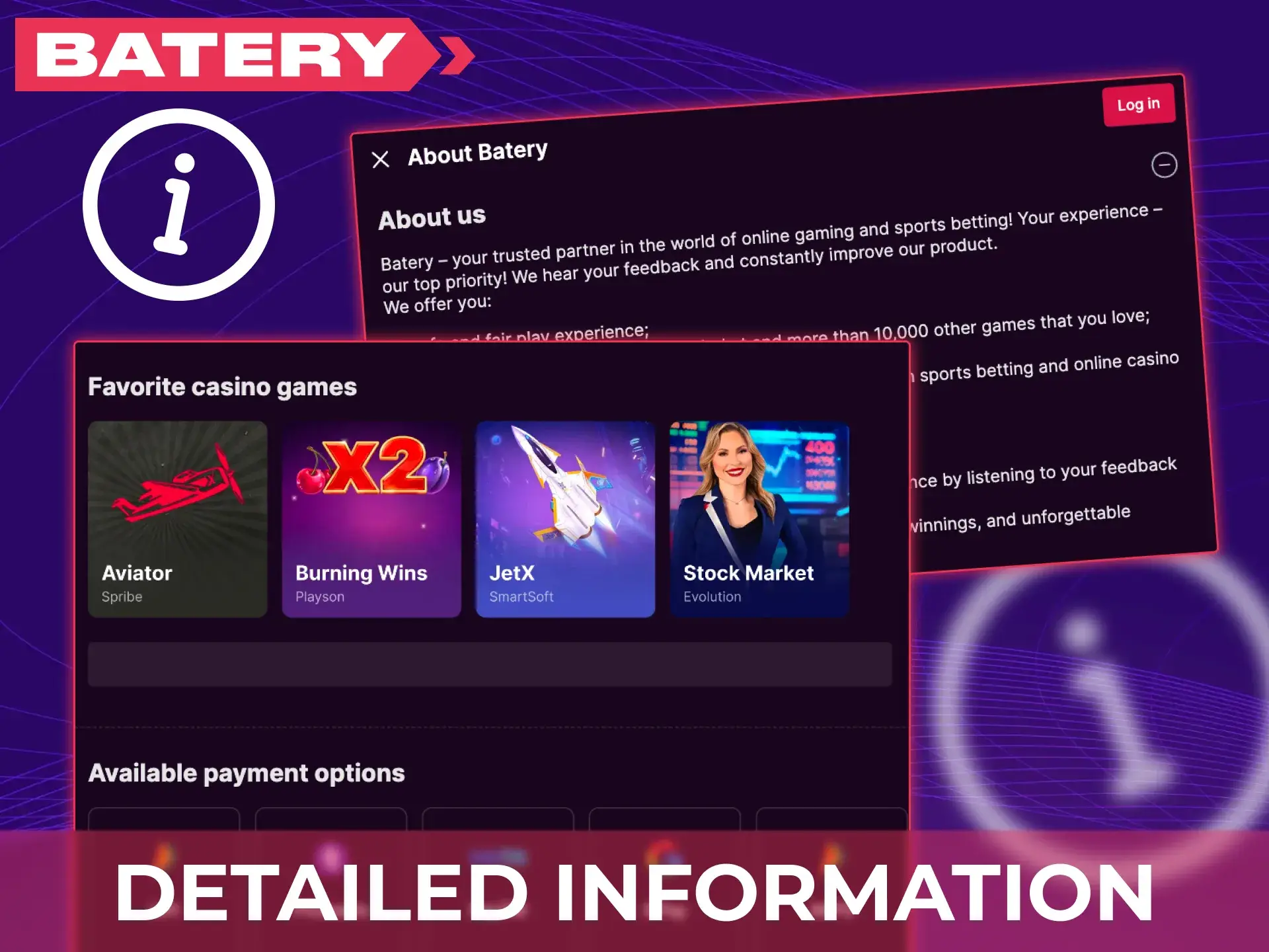 Find detailed information about Batery and its official operations.